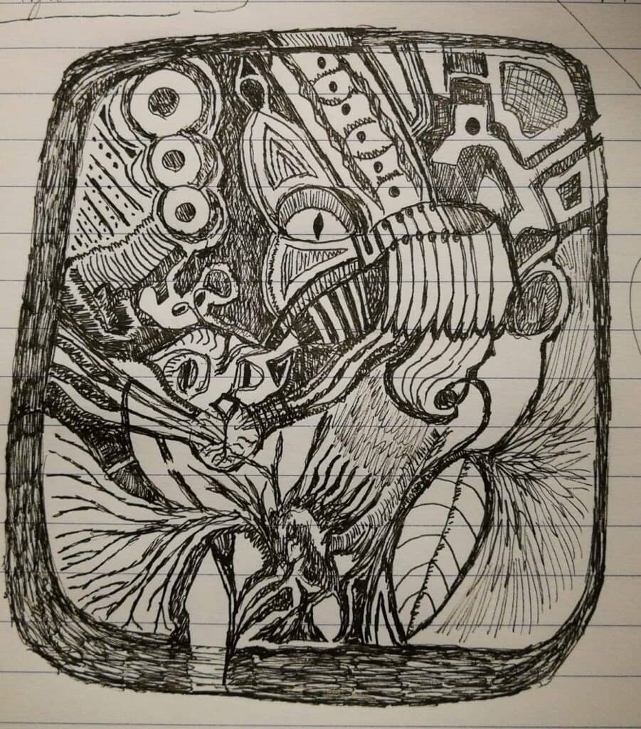 Disegno astratto. Penna, anni '90