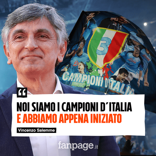 Vincenzo Salemme e la bandiera del Napoli