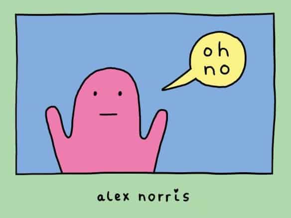 vignetta con omino che dice "oh, no" in un fumetto